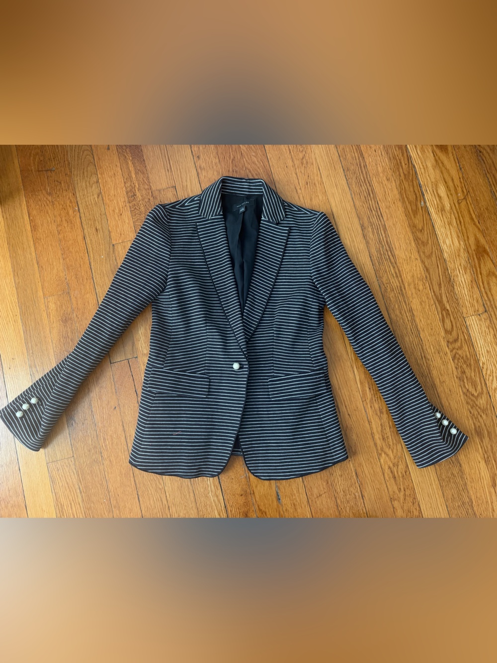 Ann Taylor Navy Stripe Classic Blazer